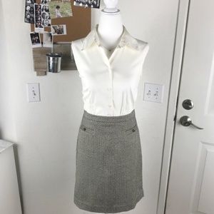 LOFT NWT Gold Thread Tweed Skirt